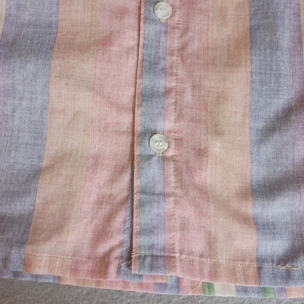 Vtg Fulton Street Button Up Mens M Short Sleeved Pastel Stripes 90s, NWOT - Picture 10 of 11